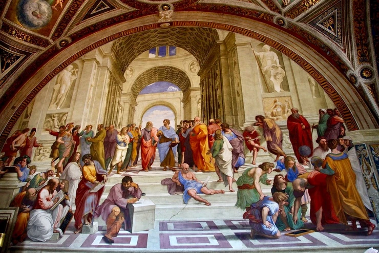 Raphael, School of Athens, 1509 -- in the Raphael Rooms 