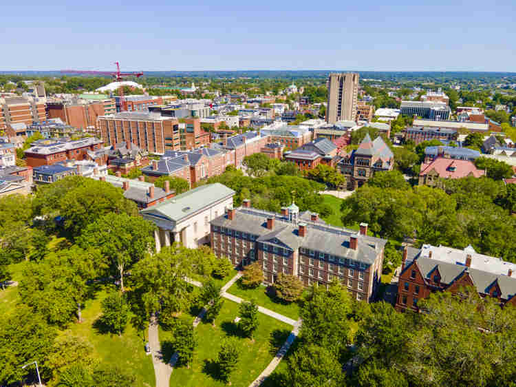 aerial view of College Hill and Brown University