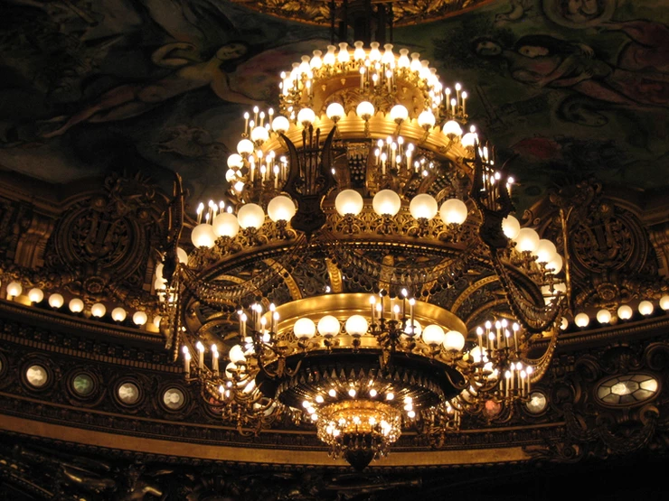 the 7 ton chandelier in the Paris Opera house