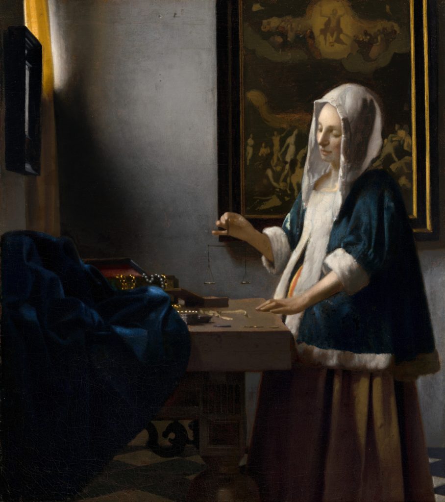 Vermeer, Woman Holding a Balance, 1664