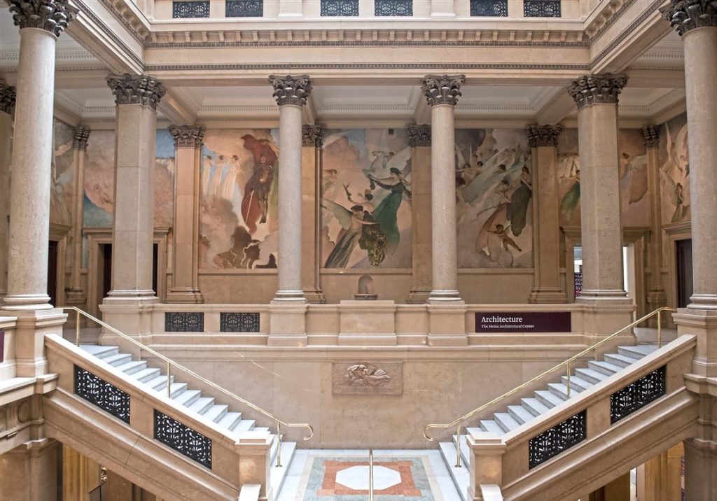 Crowning of Labor murals and Grand Staircase in the must visit Carnegie Museum of Art in Pittsburgh